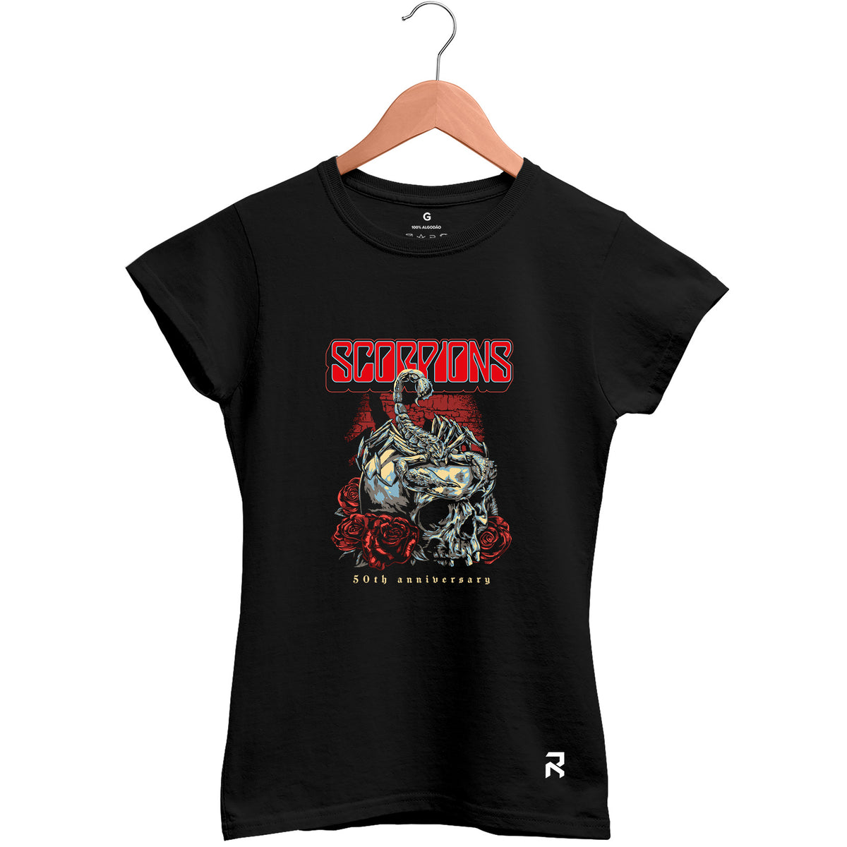 Camiseta Baby Look Feminina Caveira Scorpions