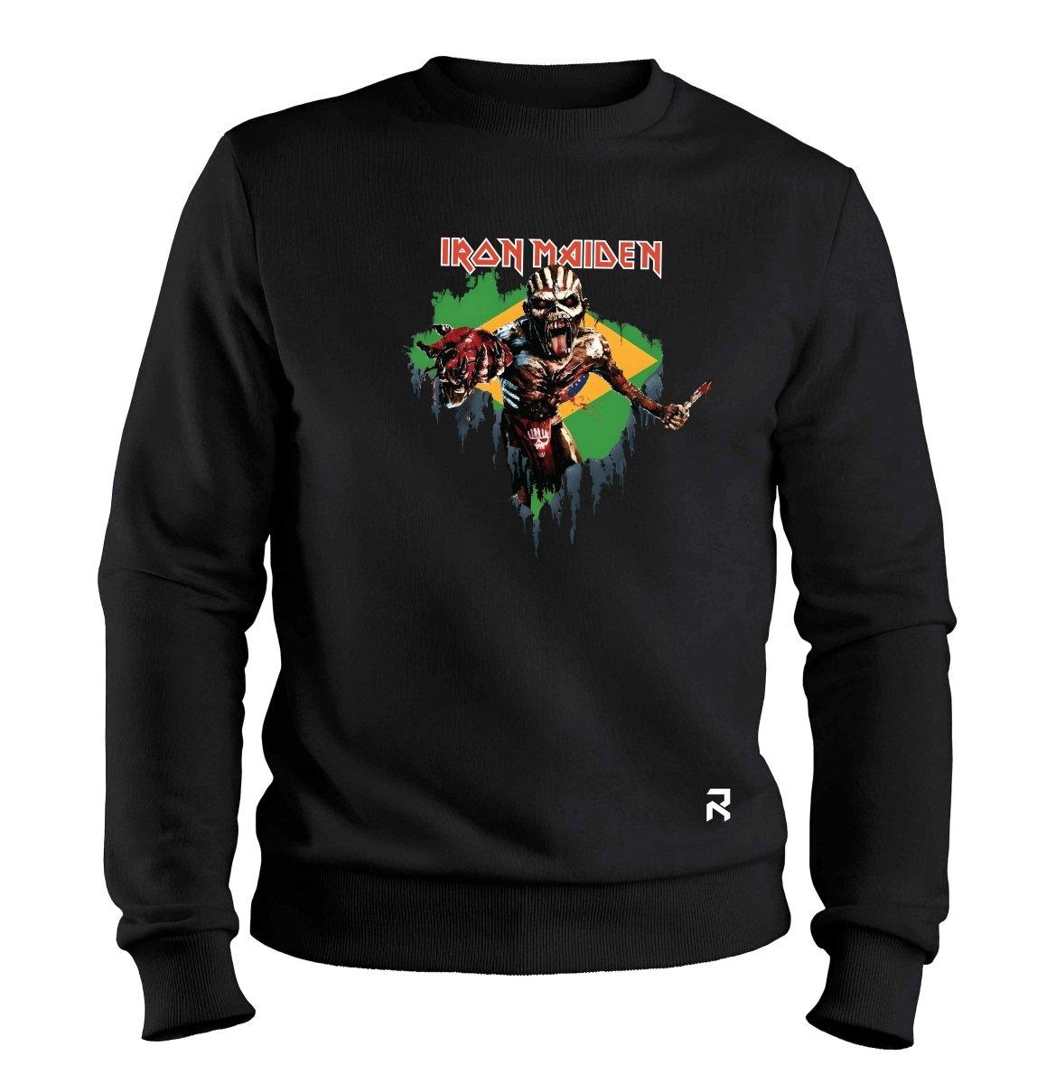 Moletom Iron Maiden bandeira Unissex - Clube Rock - P - Preto -