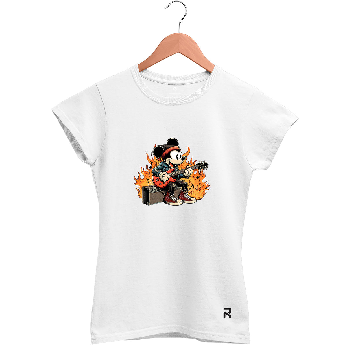 Camiseta Baby Look Feminina Mouse Guitarra