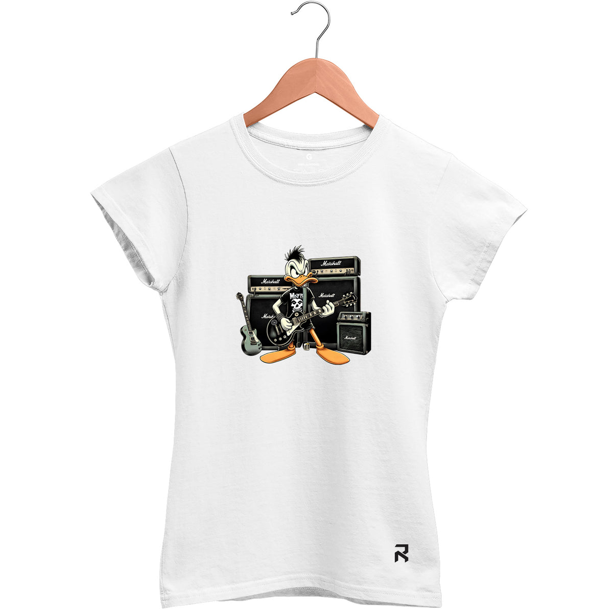 Camiseta Baby Look Feminina Pato Rock