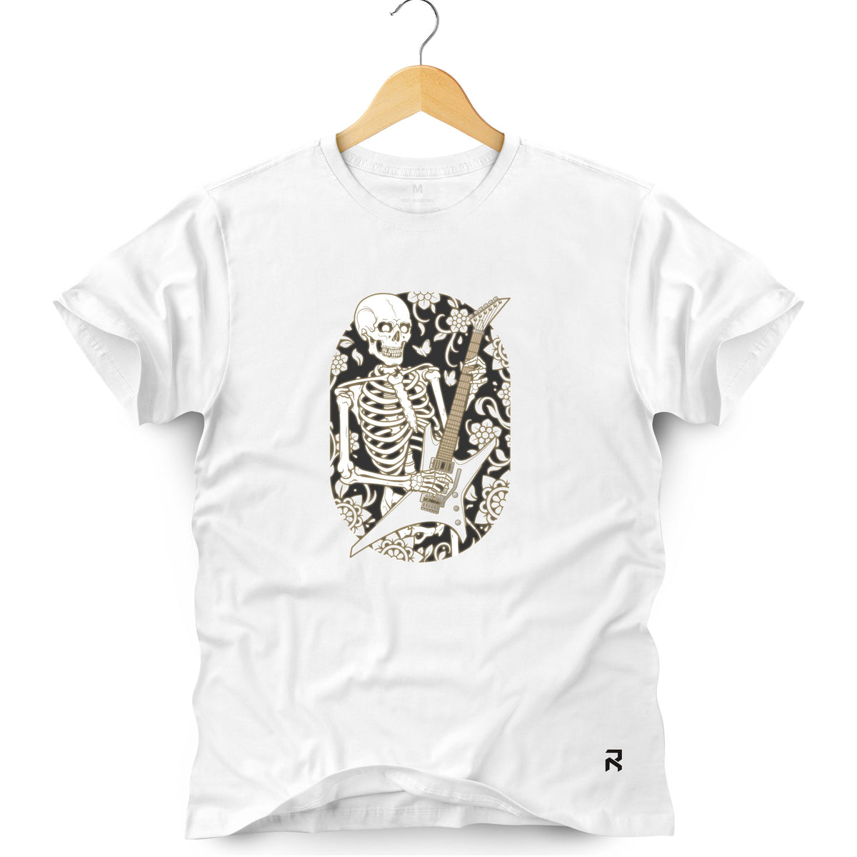 Camiseta Masculina Esqueleto Flores