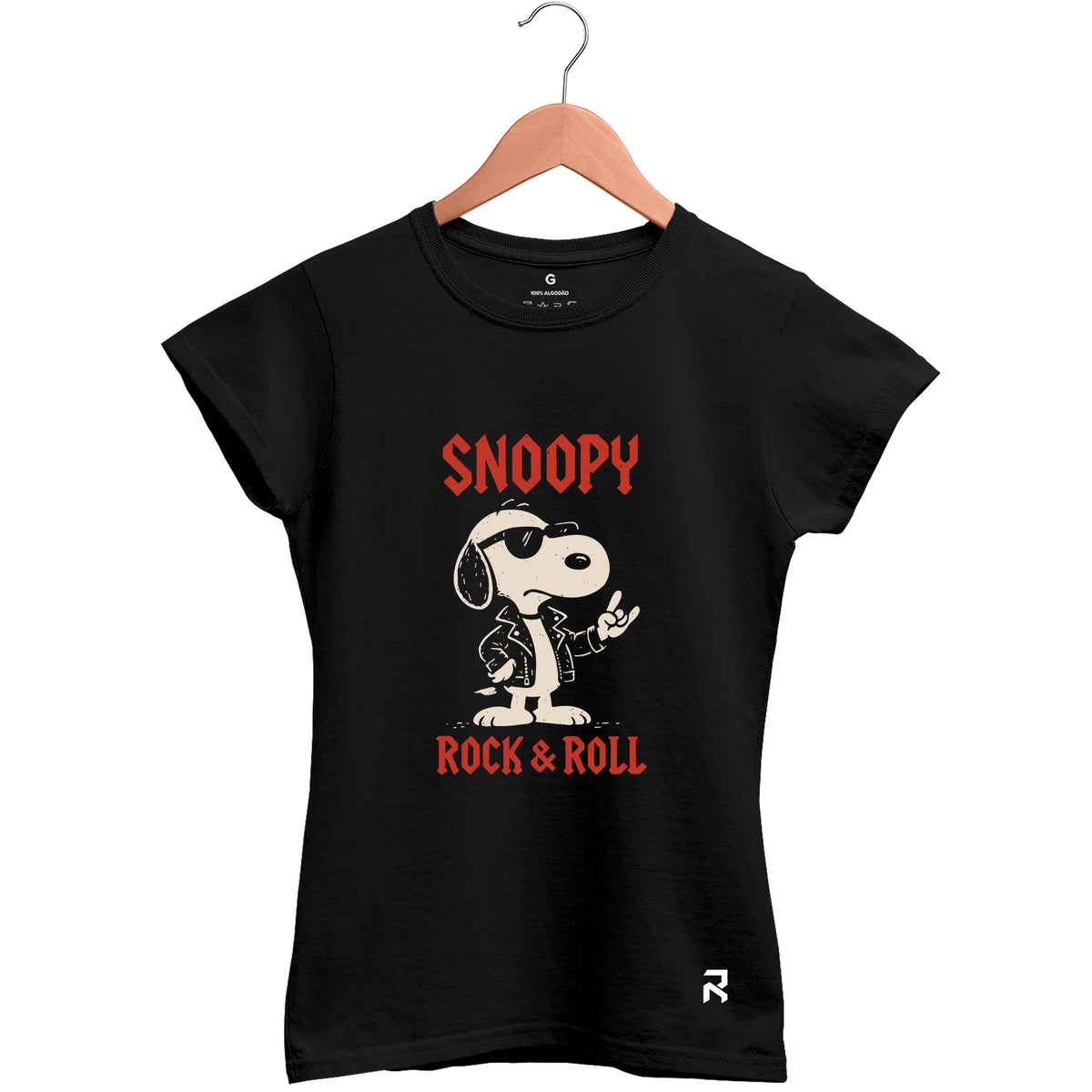 Camiseta Baby Look Feminina Snoopy Rock