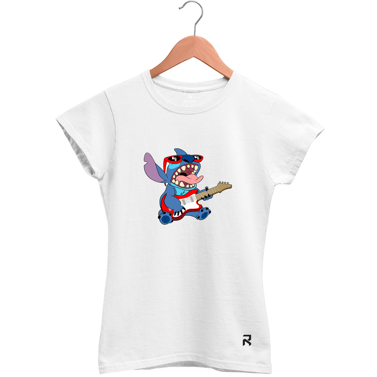Camiseta Baby Look Feminina Guitarra Stitch
