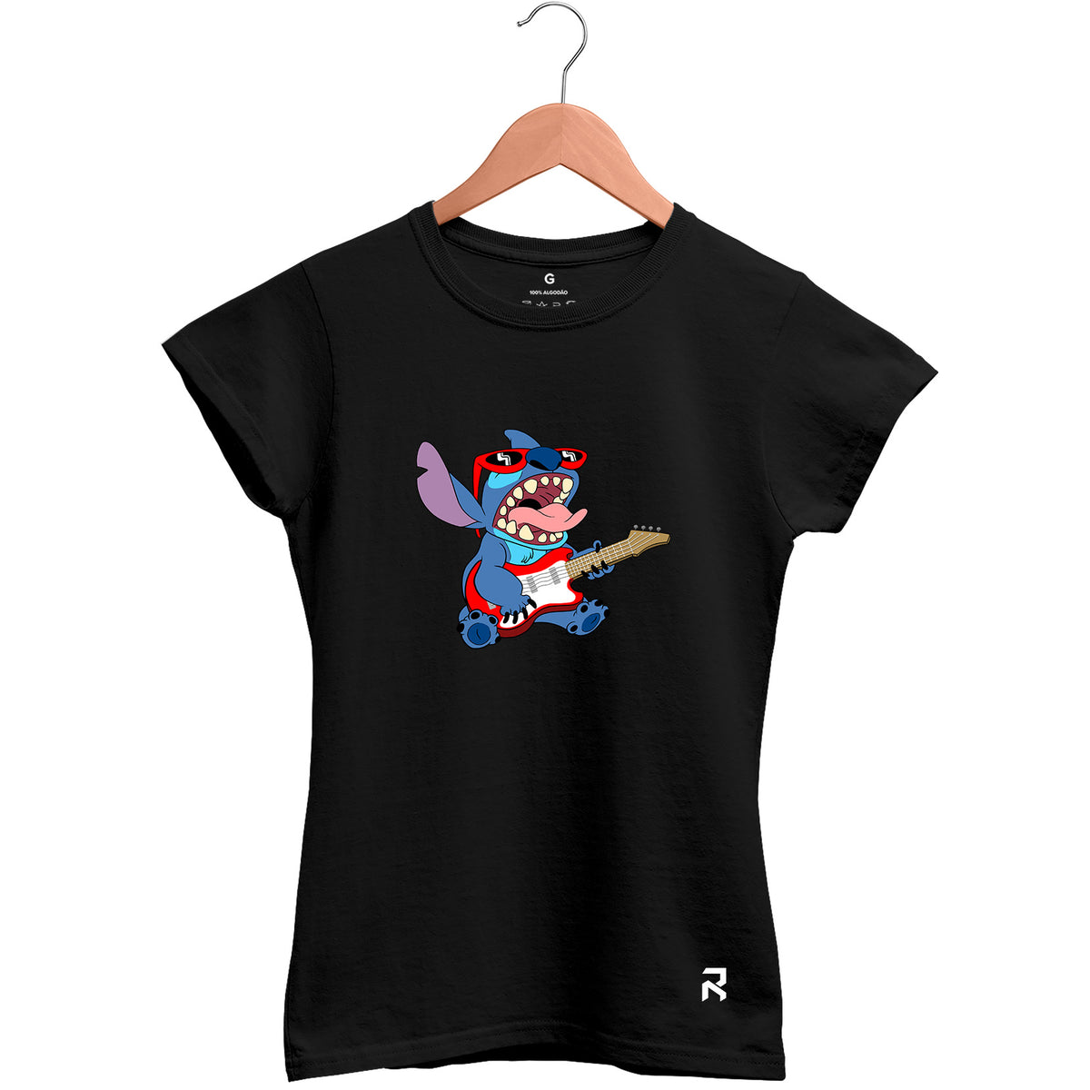 Camiseta Baby Look Feminina Guitarra Stitch