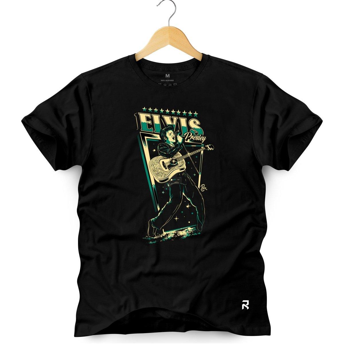 Camiseta Masculina Elvis Presley - Clube Rock - P - Preta -