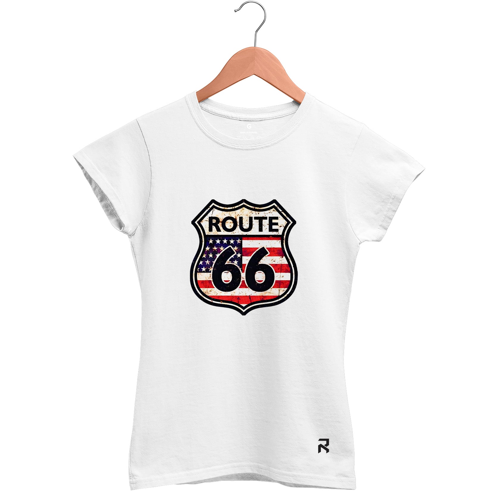 Camiseta Baby Look Feminina Bandeira Route 66