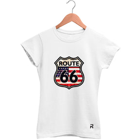Camiseta Baby Look Feminina Bandeira Route 66