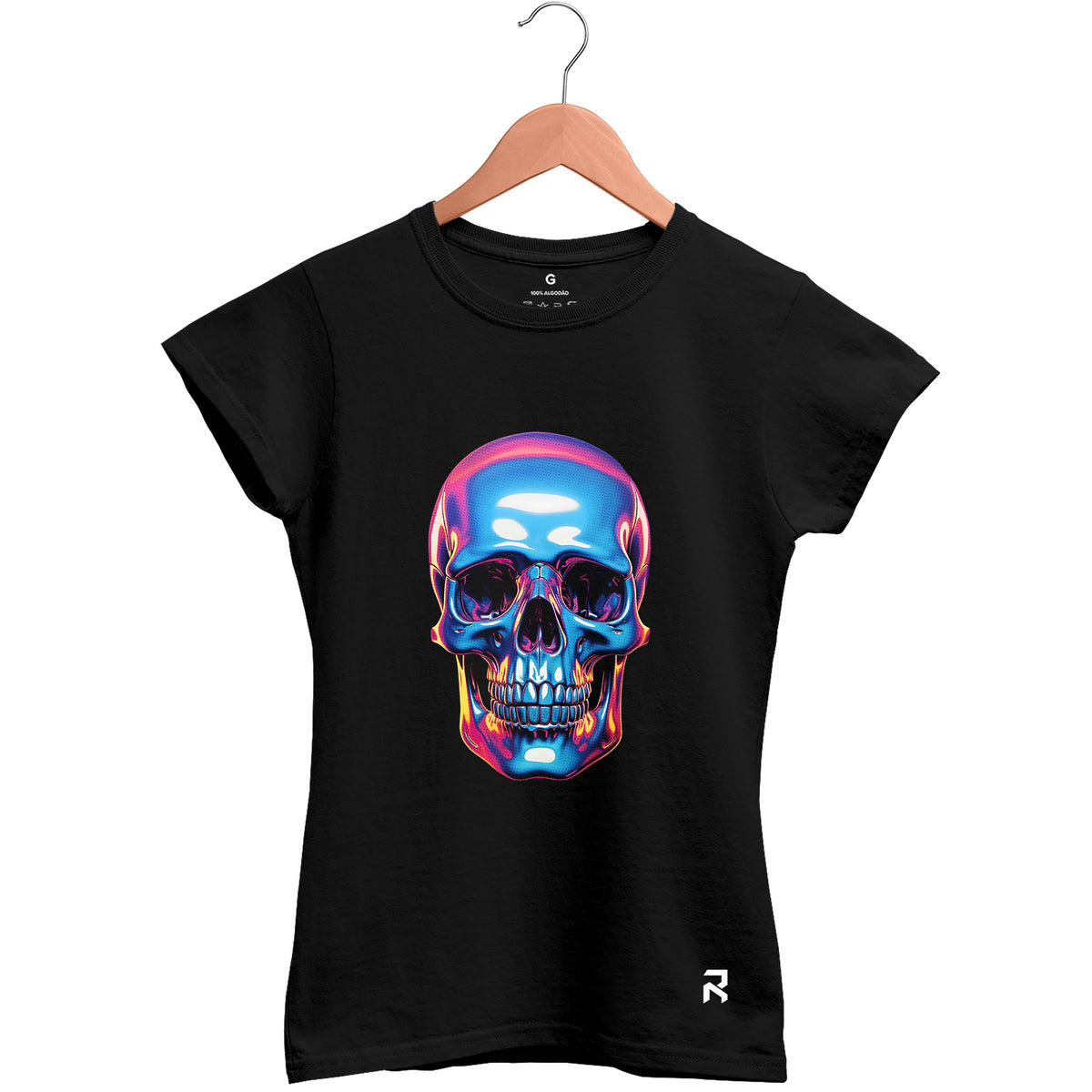 Camiseta Baby Look Feminina Caveira Color