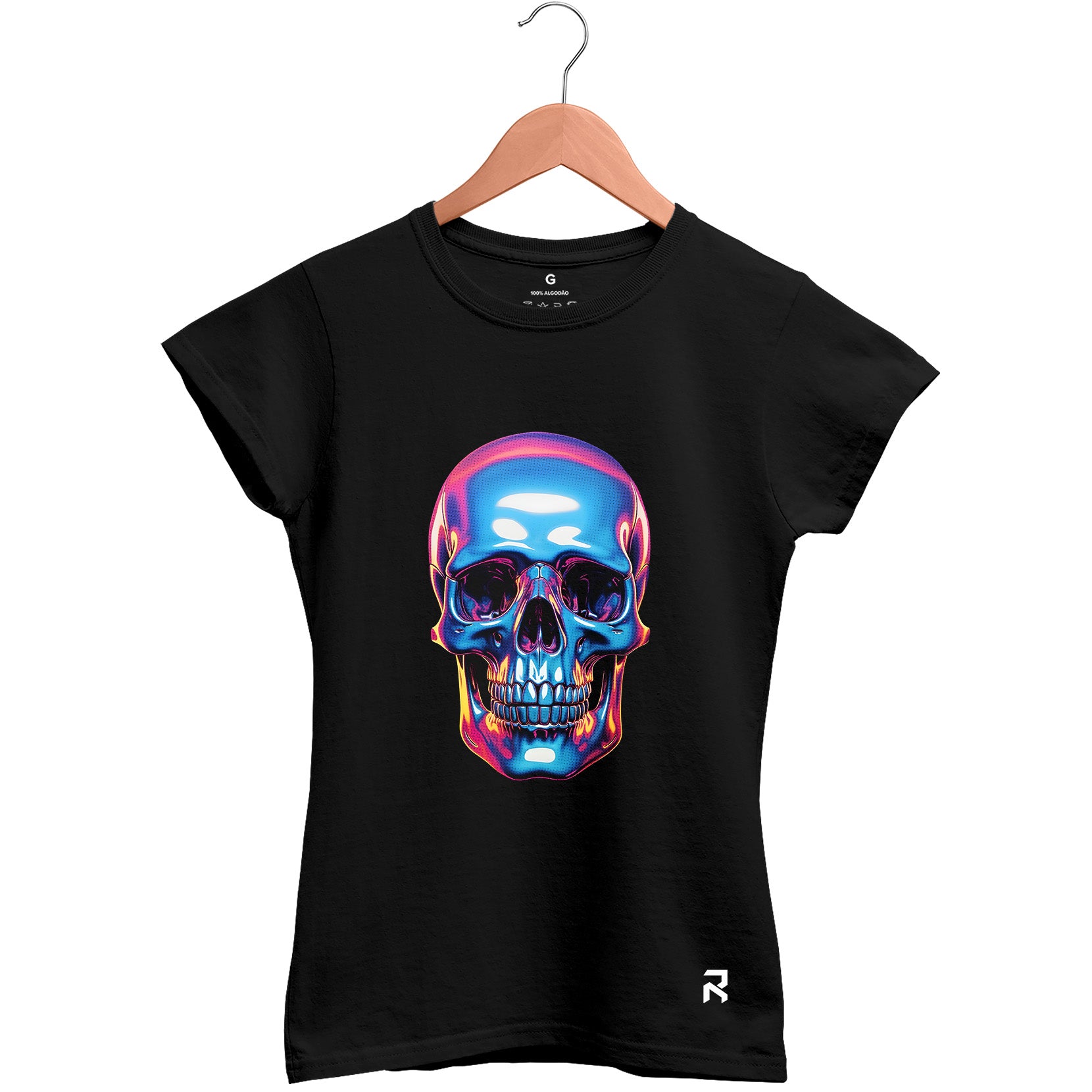 Camiseta Baby Look Feminina Caveira Color