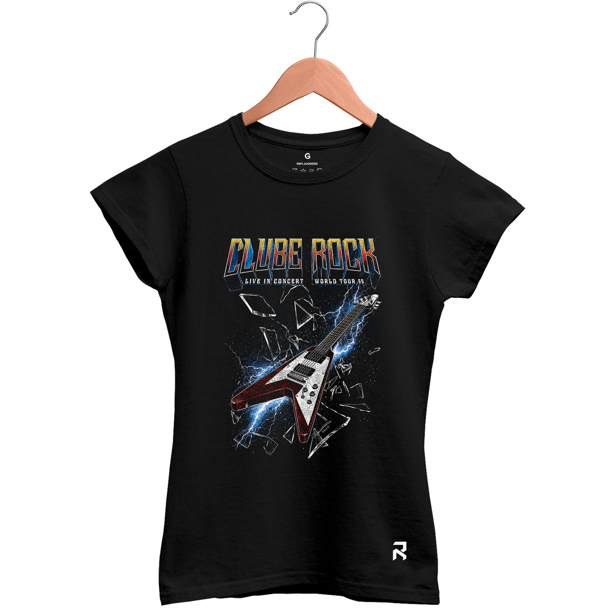 Camiseta Baby Look Feminina Clube Rock Guitarra