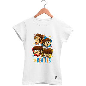 Camiseta Baby Look Feminina Cartoon Beatles