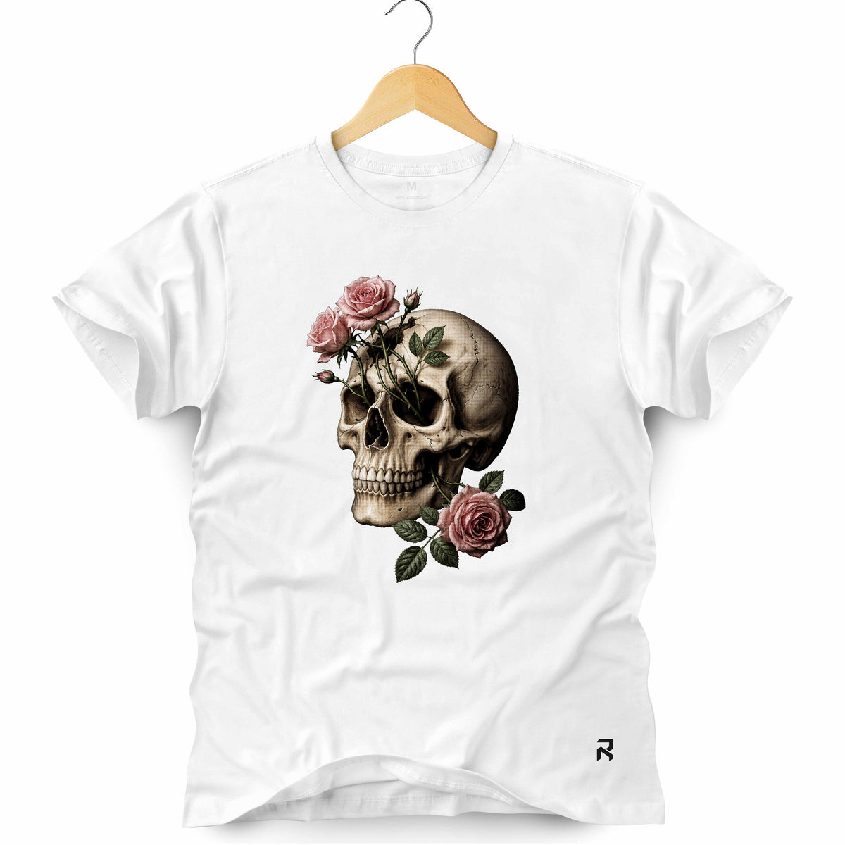 Camiseta Masculina Caveira Rosas