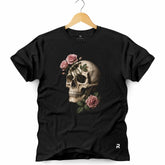 Camiseta Masculina Caveira Rosas