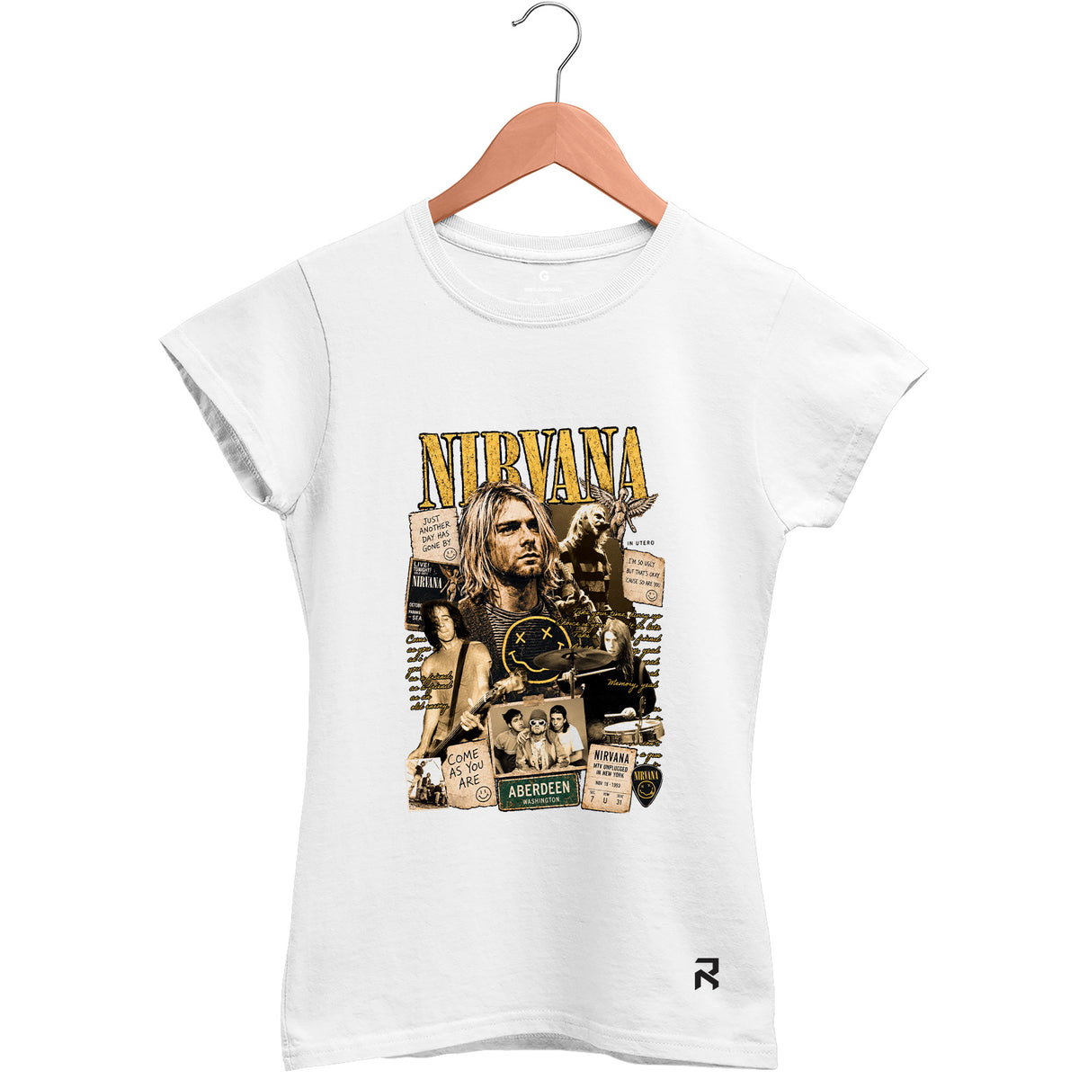 Camiseta Baby Look Feminina Colagem Nirvana