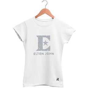 Camiseta Baby Look Feminina Diamante Elton John
