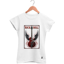 Camiseta Baby Look Feminina Rock Guitar Wings