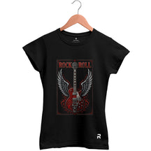 Camiseta Baby Look Feminina Rock Guitar Wings