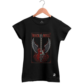 Camiseta Baby Look Feminina Rock Guitar Wings