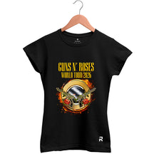 Camiseta Baby Look Feminina Guns World Tour