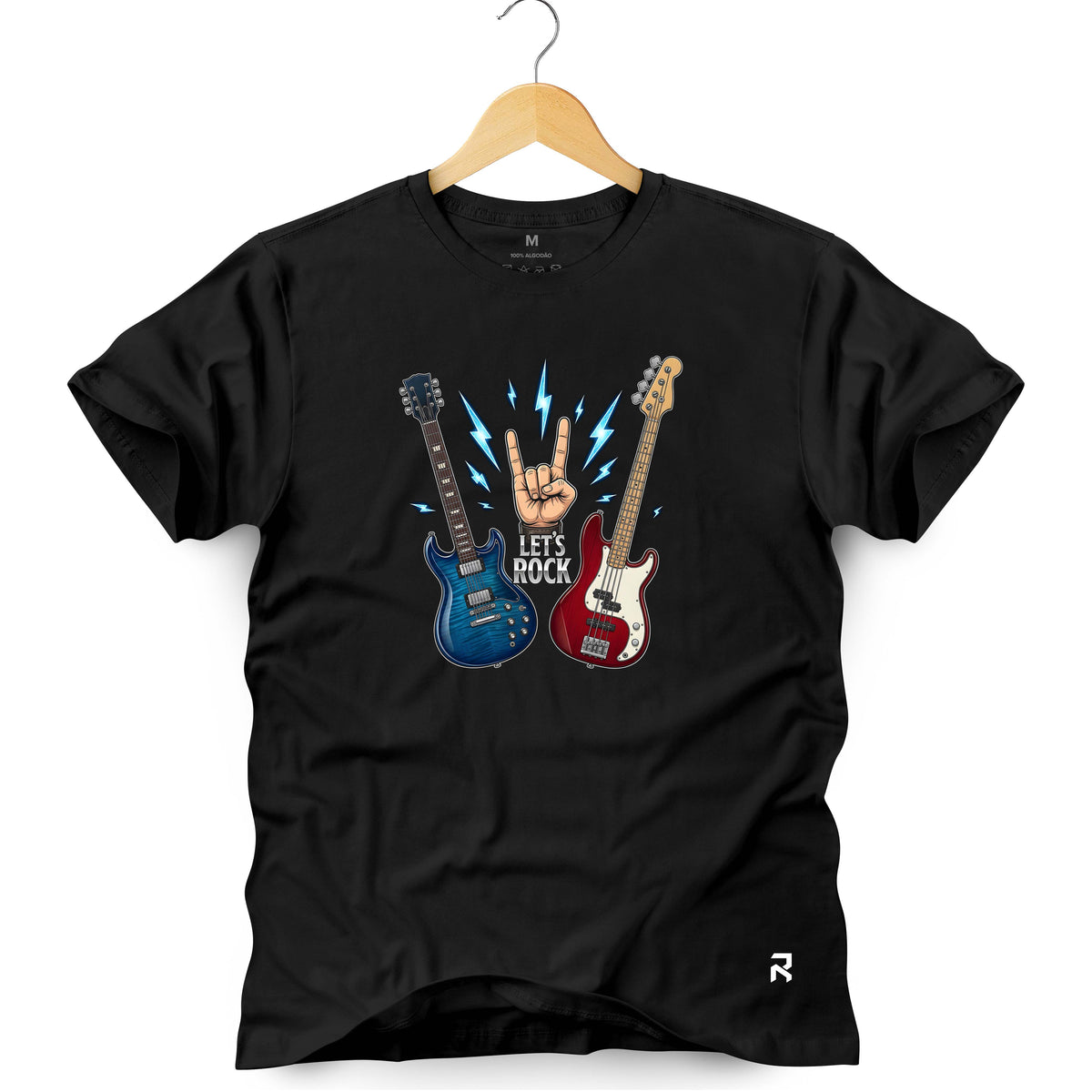 Camiseta Masculina Let's Rock Guitars