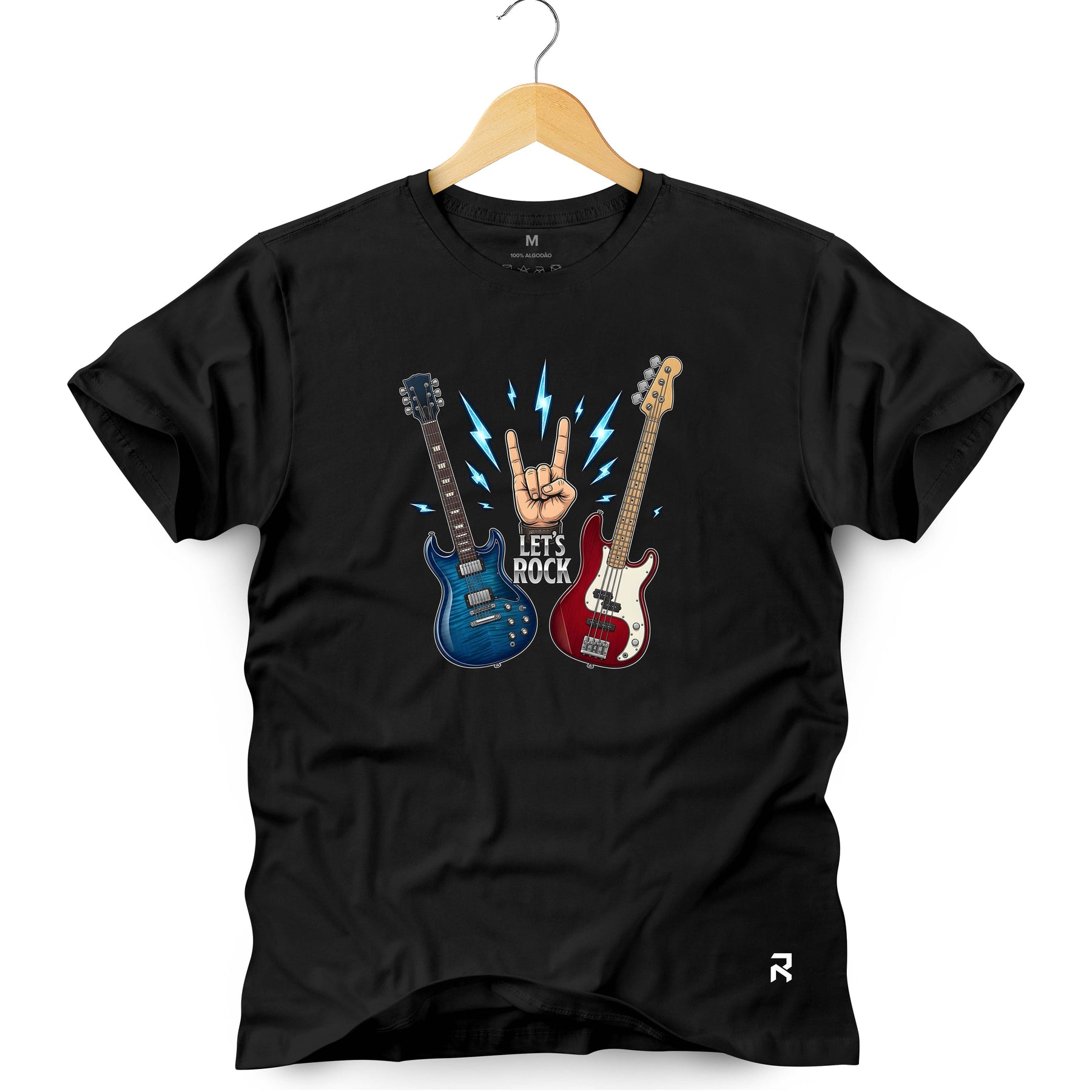 Camiseta Masculina Let's Rock Guitars