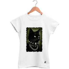 Camiseta Baby Look Feminina Metal Cat