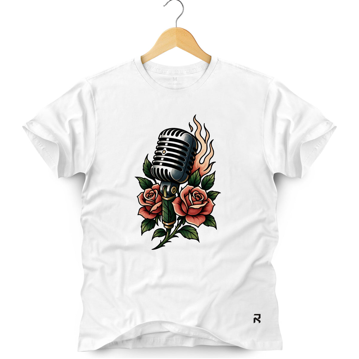 Camiseta Masculina Microfone Flores