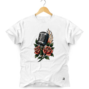 Camiseta Masculina Microfone Flores
