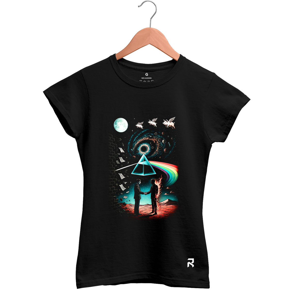Camiseta Baby Look Feminina Pink Floyd Mix