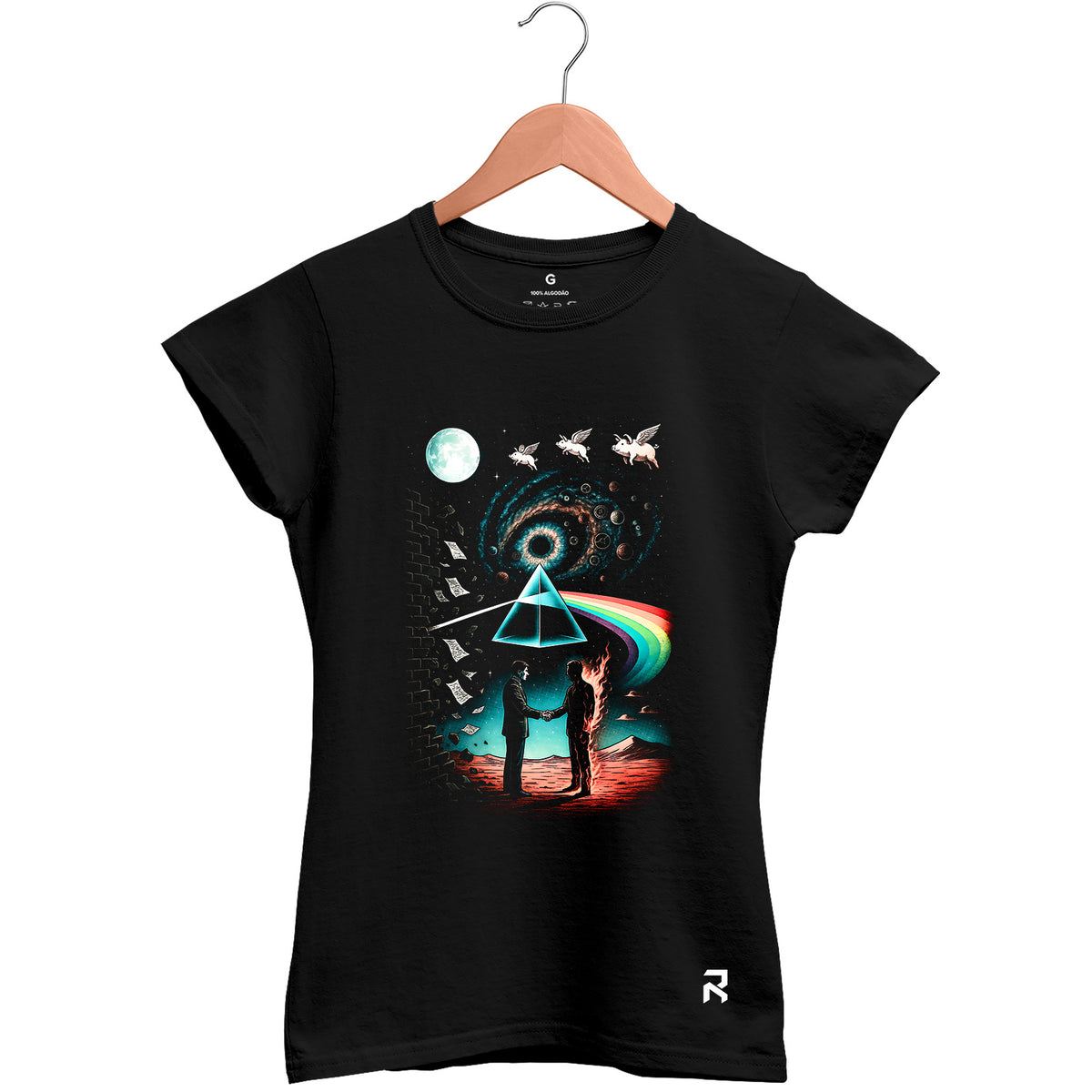 Camiseta Baby Look Feminina Pink Floyd Mix