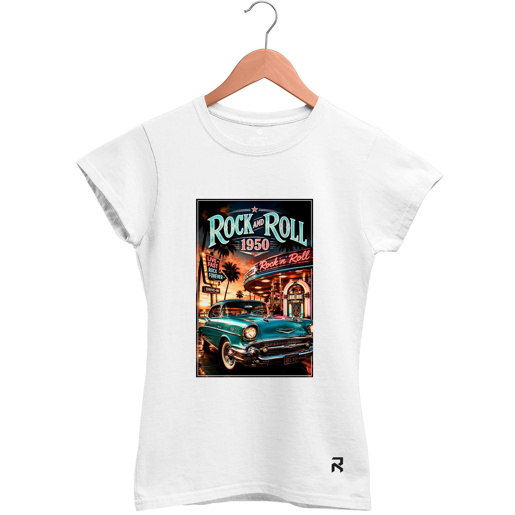 Camiseta Baby Look Feminina Rock N Roll 1950