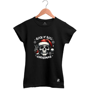 Camiseta Baby Look Feminina Rock N' Roll Christmas