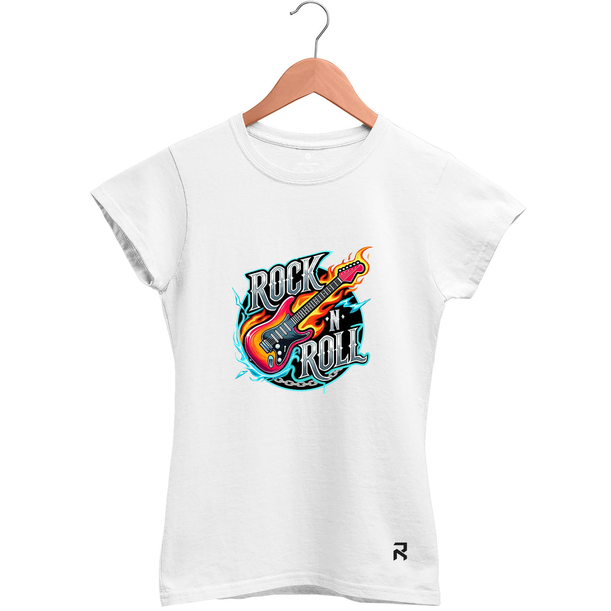Camiseta Baby Look Feminina Rock n Roll Neon