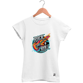Camiseta Baby Look Feminina Rock n Roll Neon