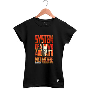 Camiseta Baby Look Feminina System Of A Down E Faith No More
