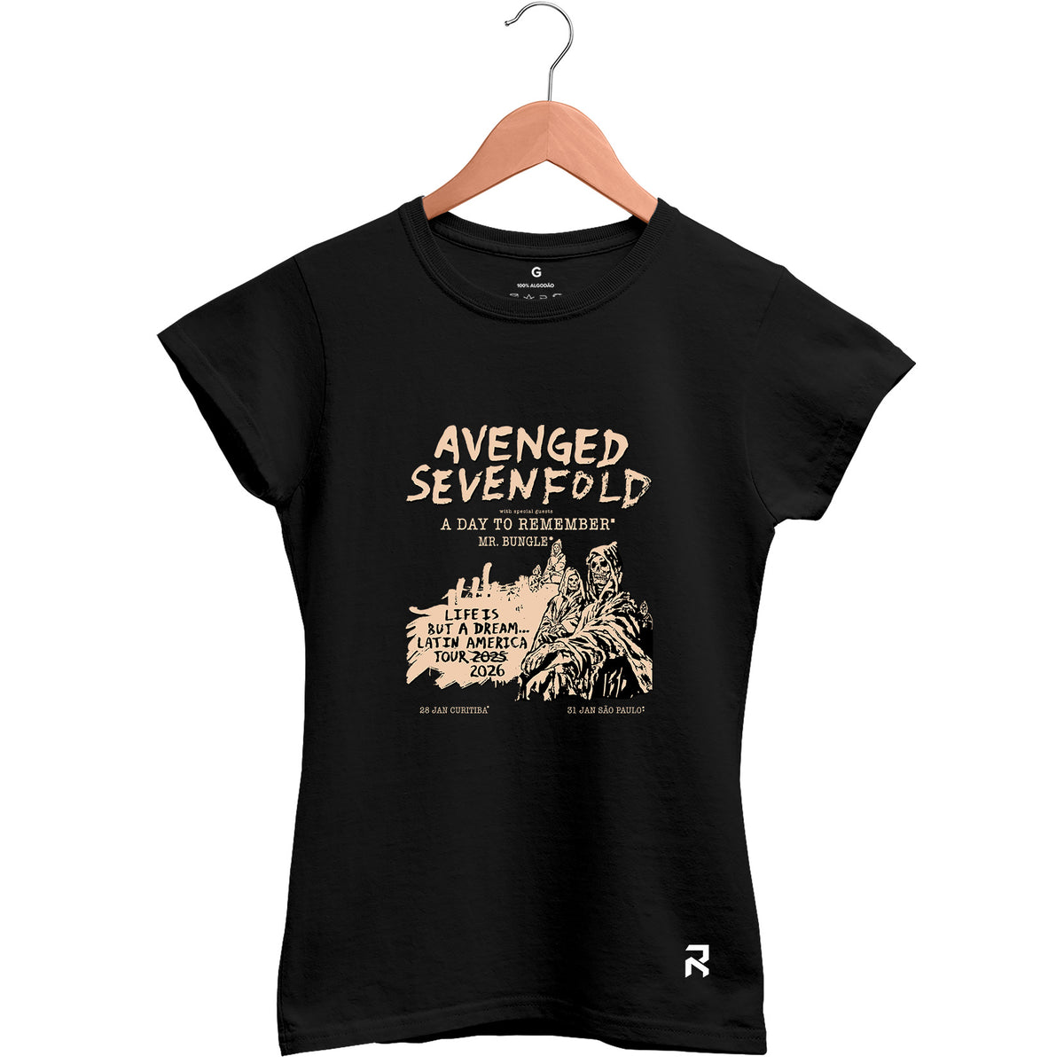 Camiseta Baby Look Feminina Tour Avenged