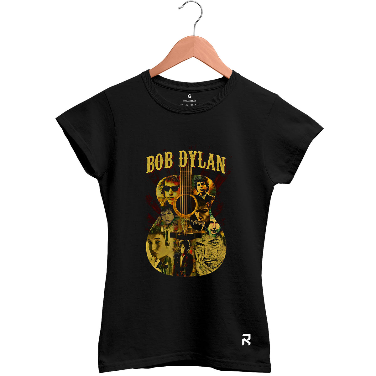 Camiseta Baby Look Feminina Violão Bob Dylan