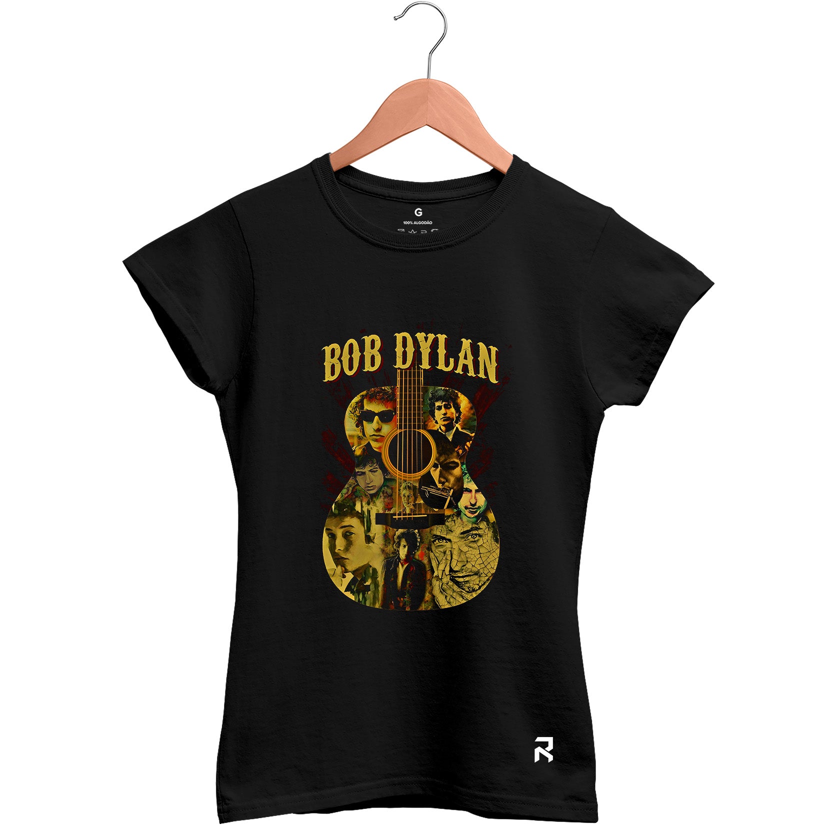 Camiseta Baby Look Feminina Violão Bob Dylan