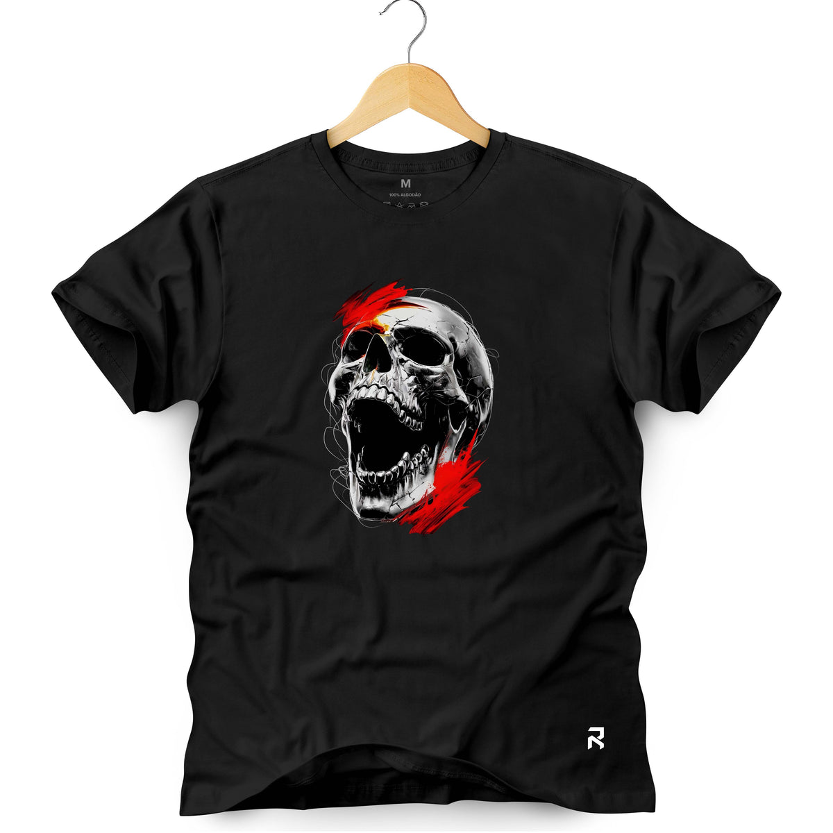 Camiseta Masculina Caveira Prata