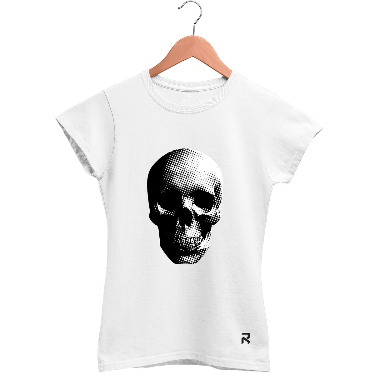 Camiseta Baby Look Feminina Caveira Retícula
