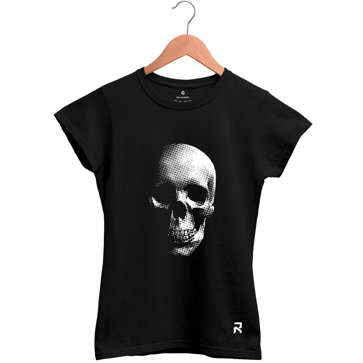 Camiseta Baby Look Feminina Caveira Retícula