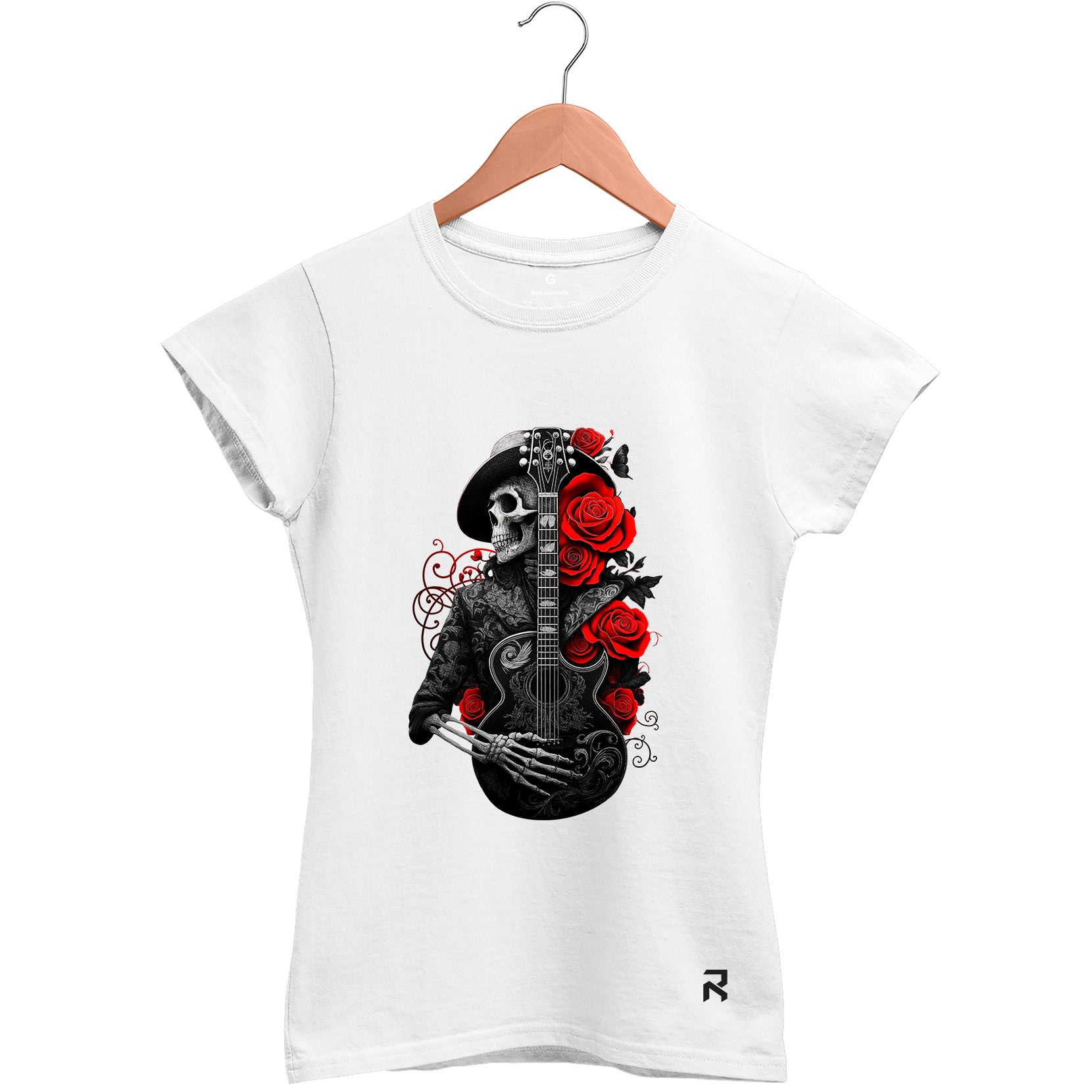 Camiseta Baby Look Feminina Caveira Violão
