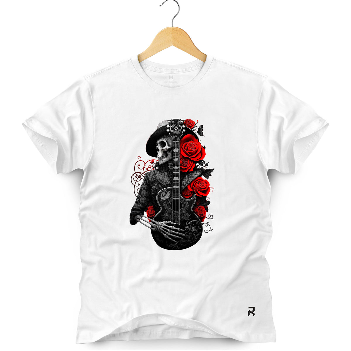 Camiseta Masculina Caveira Violão