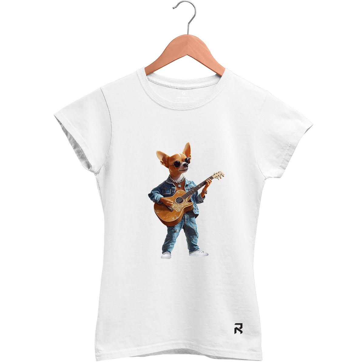 Camiseta Baby Look Feminina Cachorro Violão