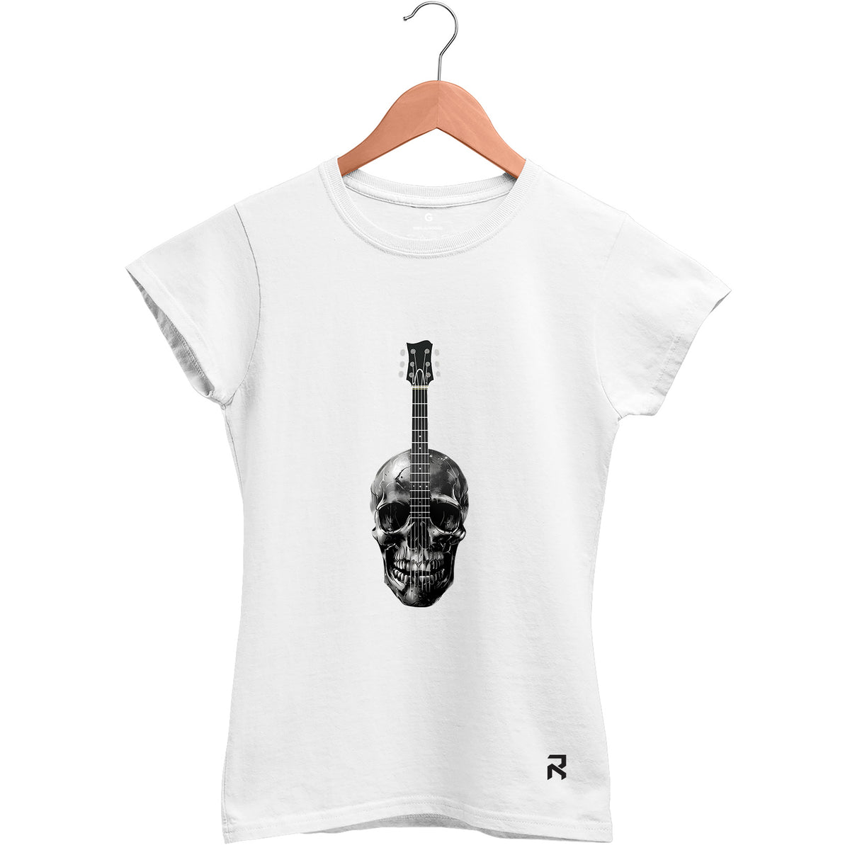 Camiseta Baby Look Feminina Guitar Skull