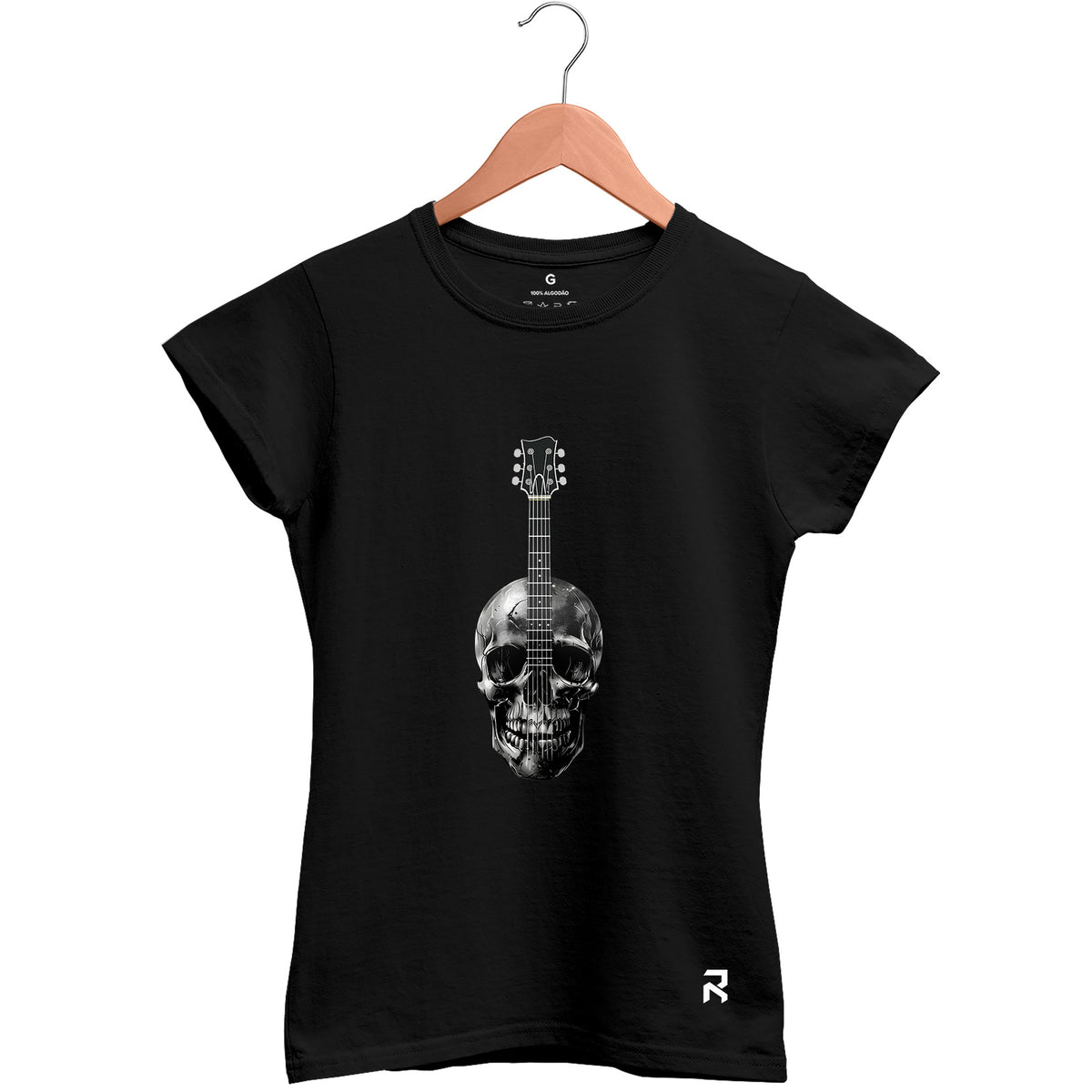 Camiseta Baby Look Feminina Guitar Skull