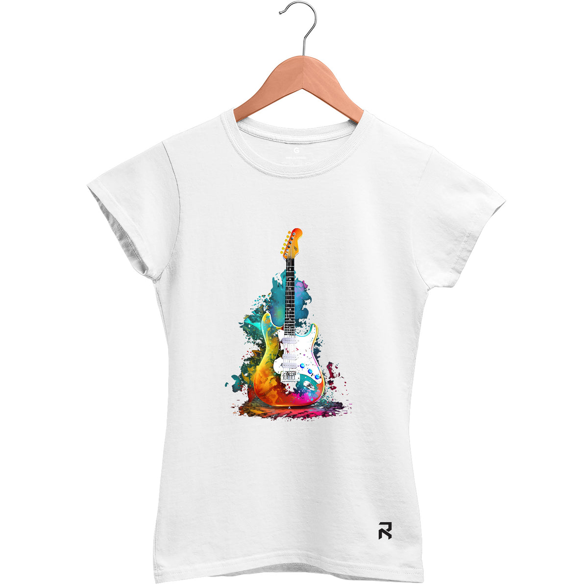 Camiseta Baby Look Feminina Guitarra Cores