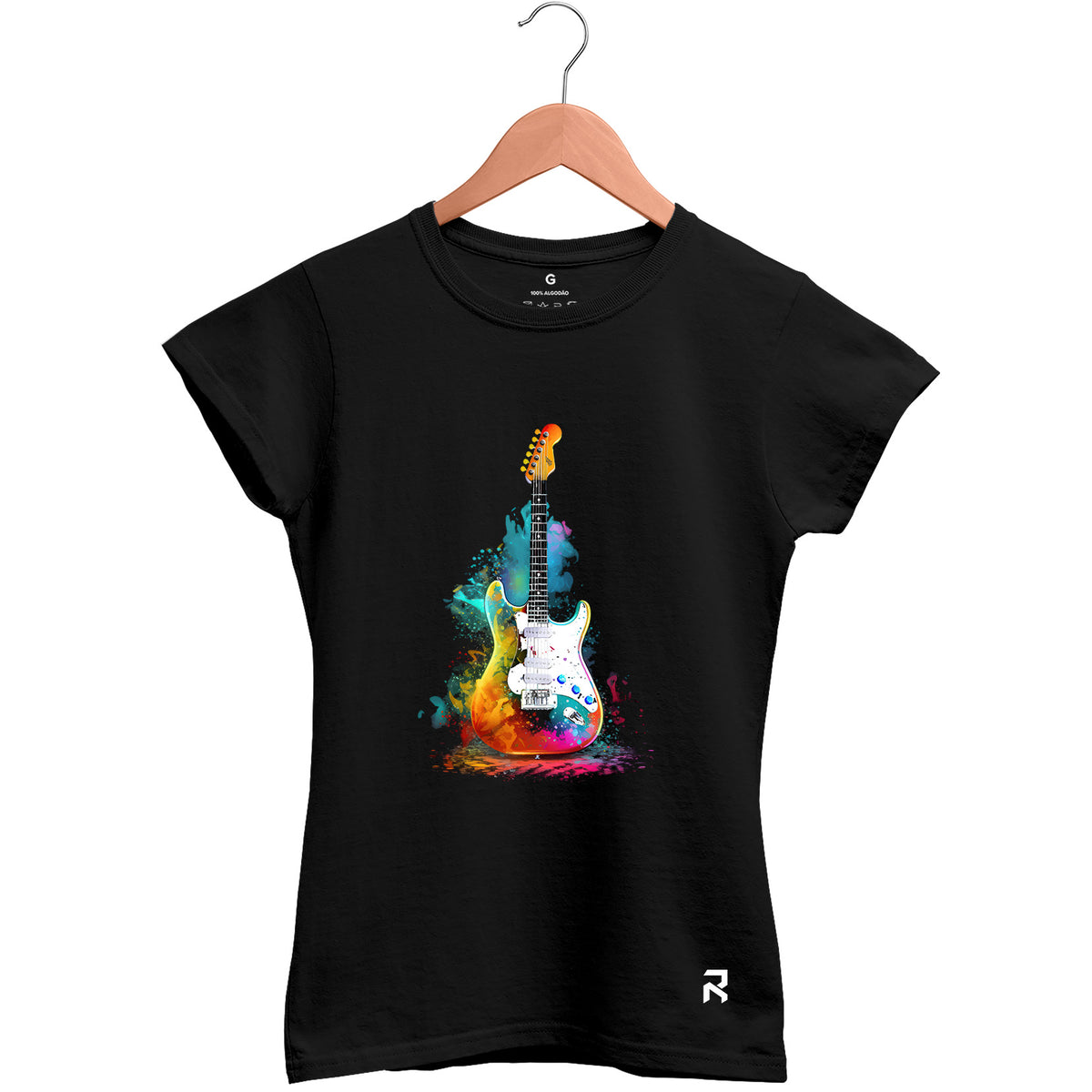 Camiseta Baby Look Feminina Guitarra Cores