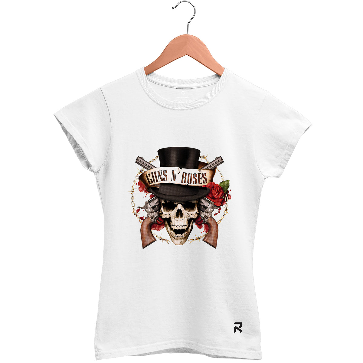 Camiseta Baby Look Feminina Guns N' Roses Flower