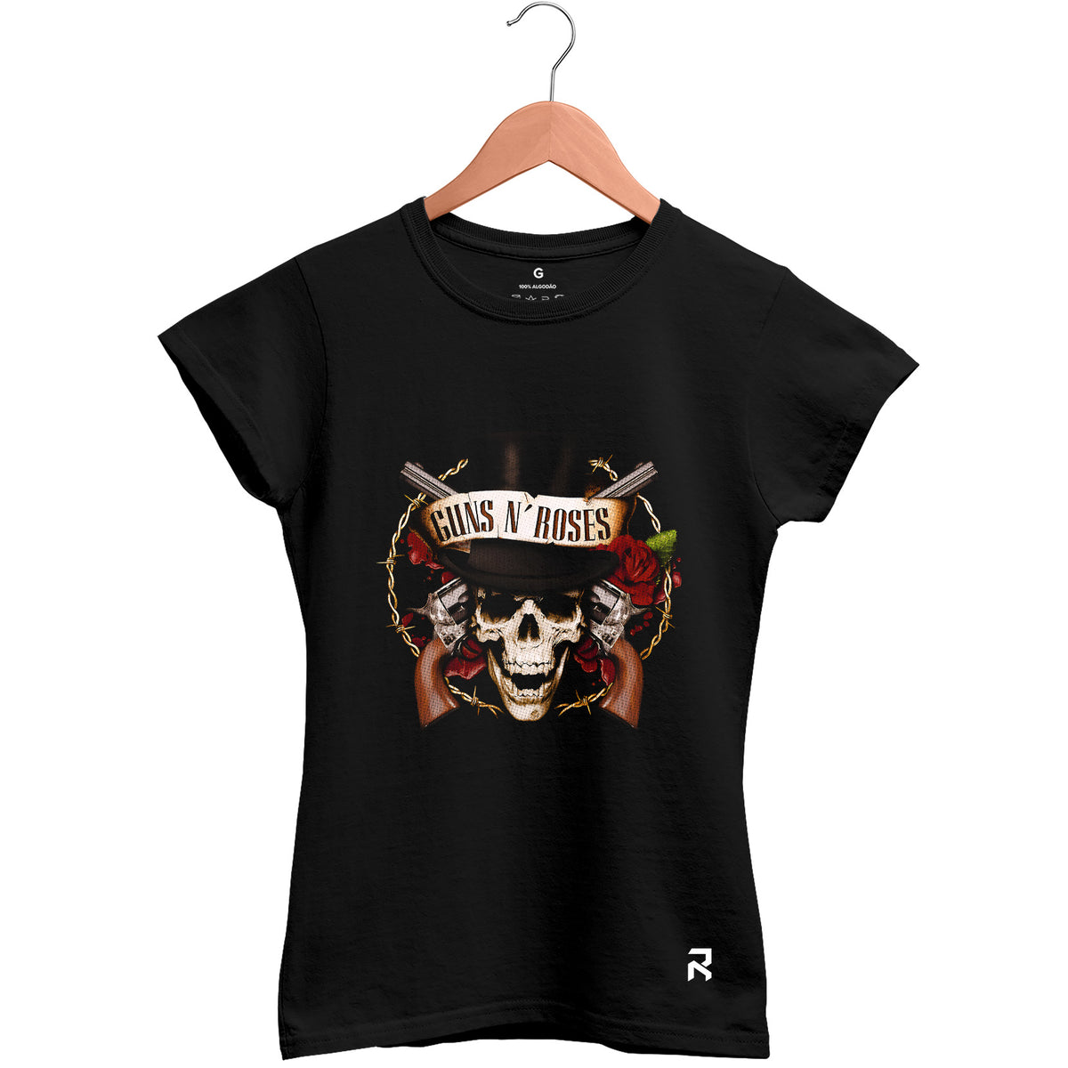Camiseta Baby Look Feminina Guns N' Roses Flower